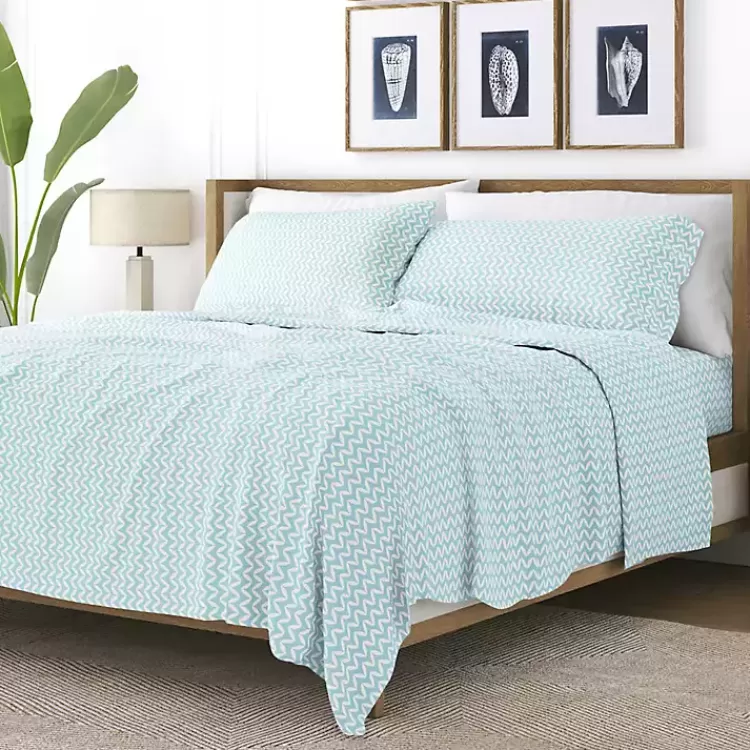 Blue and White Chevron 3-pc. Twin Sheet Set>Kirklands Home Best Sale