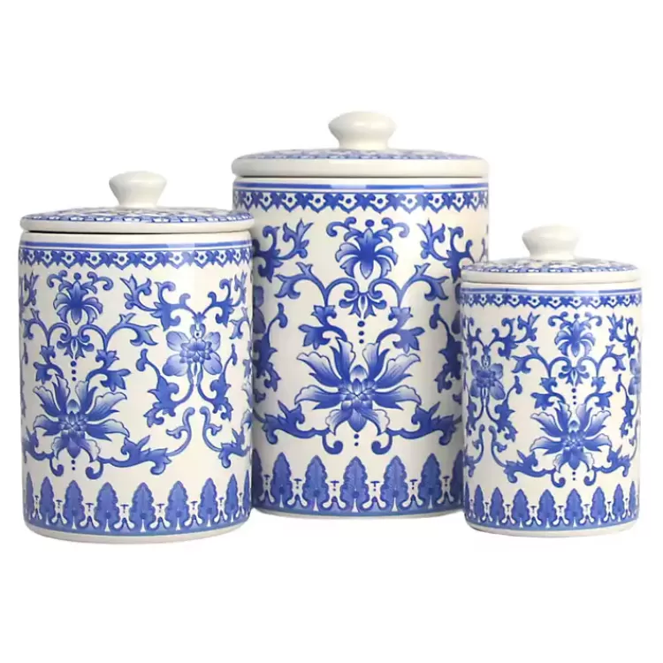 Blue and White Classic Ceramic Canisters, Set of 3>Kirklands Home Sale