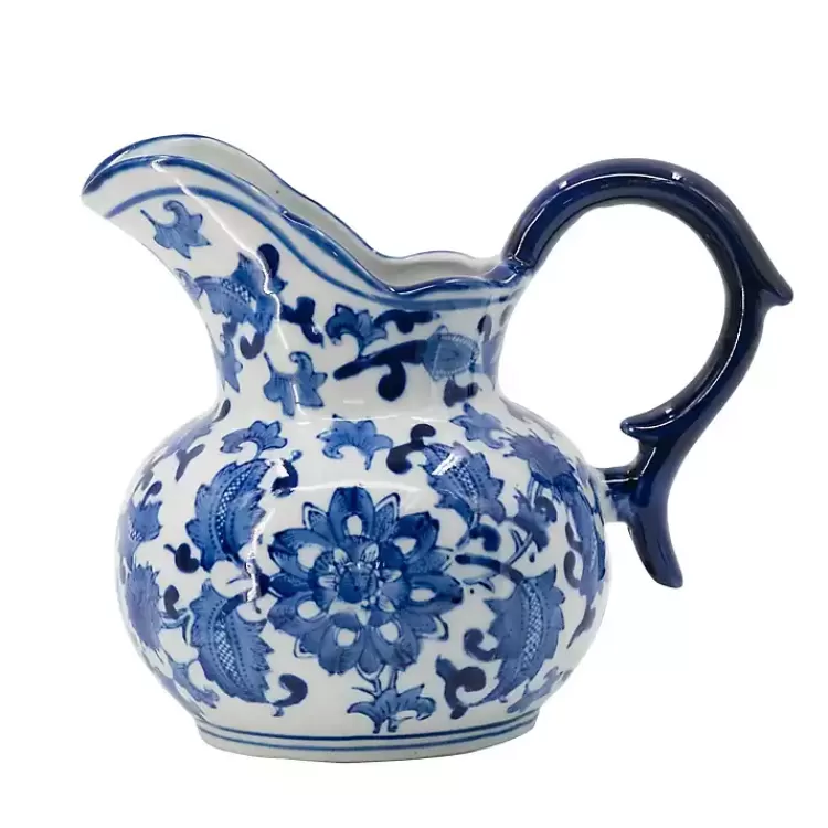 Blue and White Floral Ceramic Pitcher>Kirklands Home Cheap