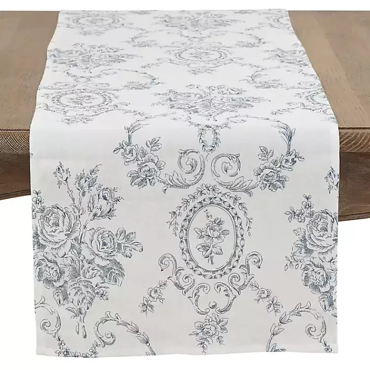 Blue and White Floral Table Runner, 120 in.>Kirklands Home Fashion