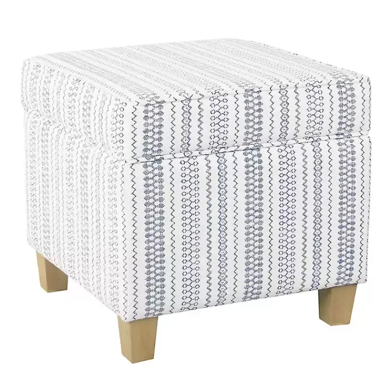 Blue and White Hometown Striped Storage Ottoman>Kirklands Home Shop