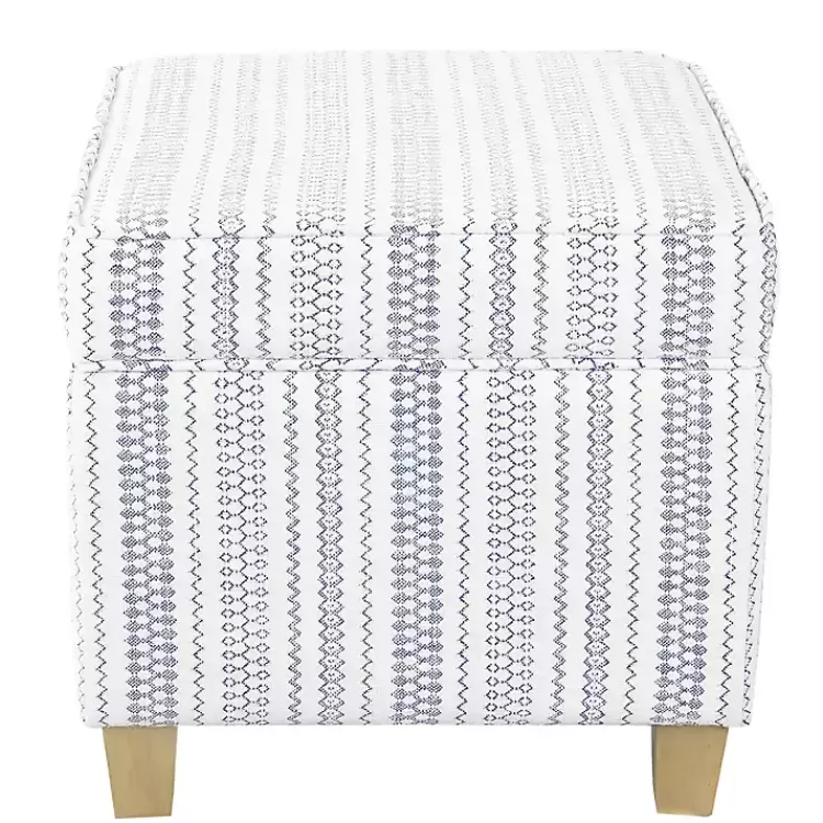Blue and White Hometown Striped Storage Ottoman>Kirklands Home Shop