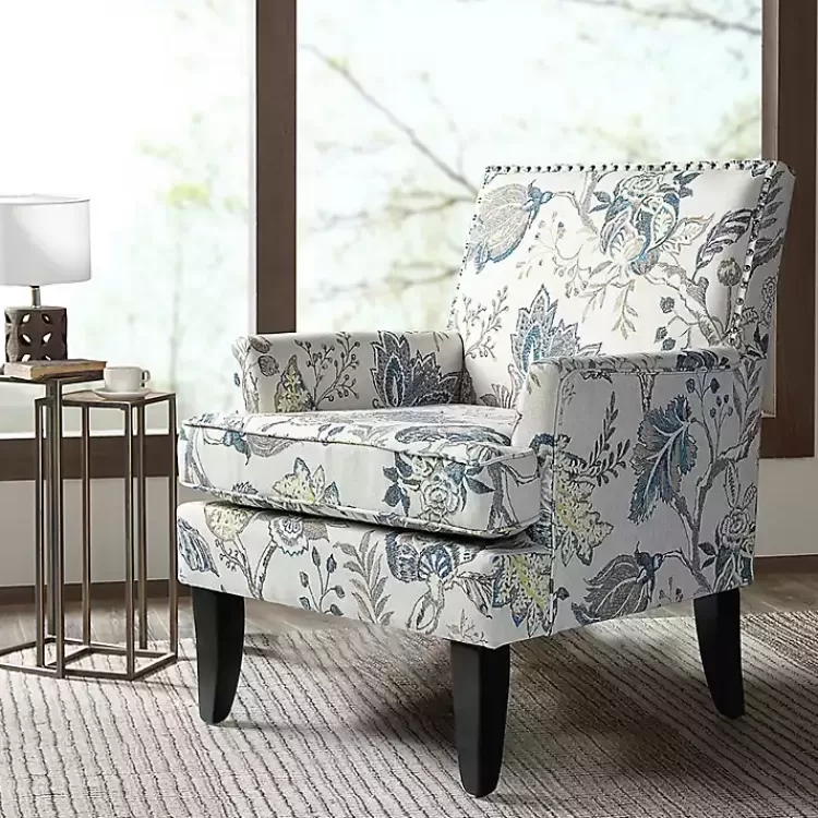 Blue and Yellow Floral Upholstered Accent Chair>Kirklands Home Best Sale