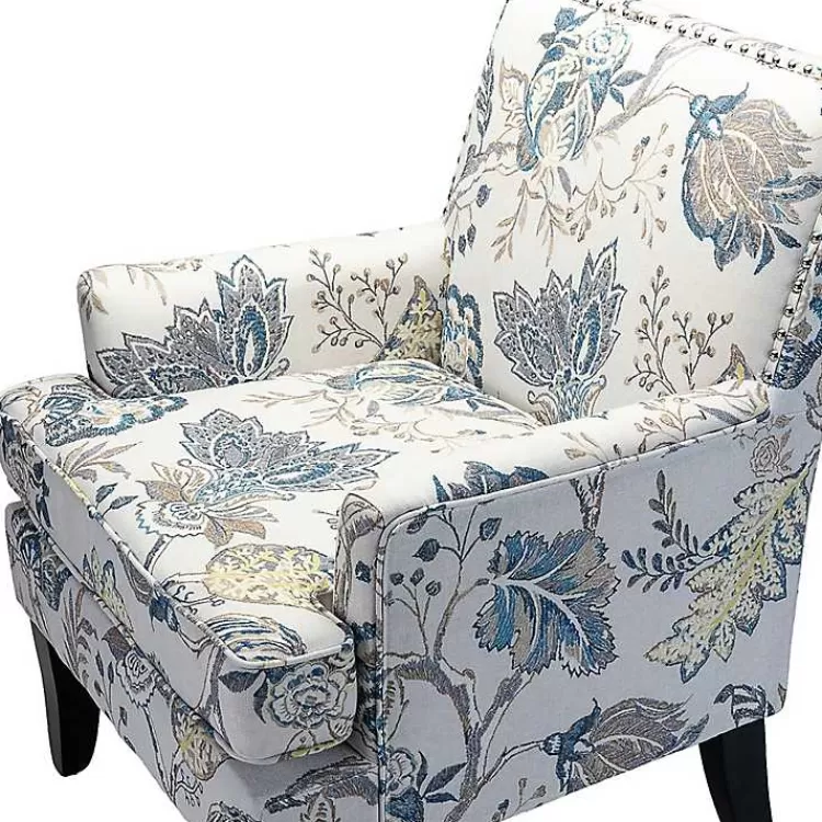 blue_and_yellow_floral_upholstered_accent_chair_6.webp Blue and Yellow Floral Upholstered Accent Chair>Kirklands Home Best Sale