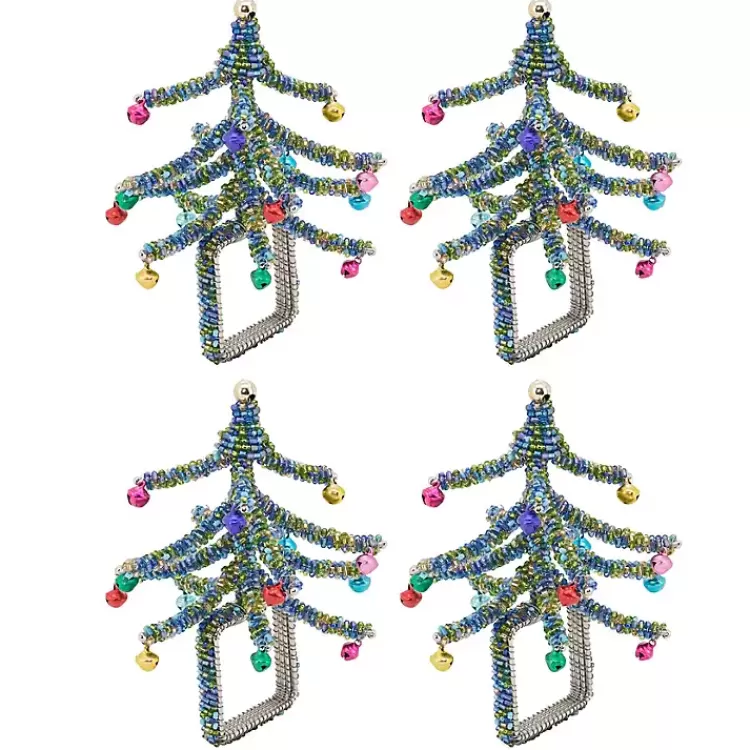Blue Beaded Christmas Tree Napkin Rings, Set of 4>Kirklands Home Cheap