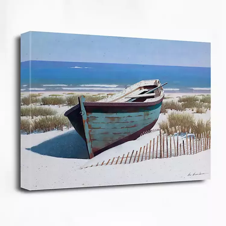 Blue Boat On Beach Canvas Art Print>Kirklands Home New