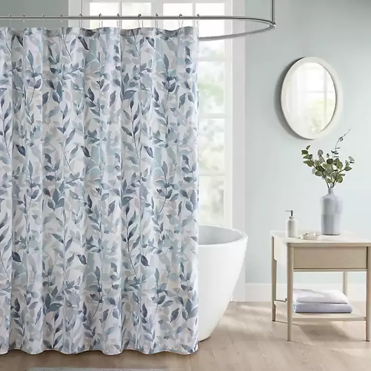 Blue Botanical Microfiber Shower Curtain>Kirklands Home Fashion