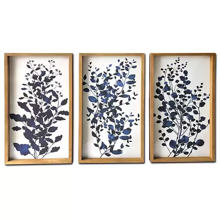 Blue Branches Framed Canvas Art Prints, Set of 3>Kirklands Home Clearance