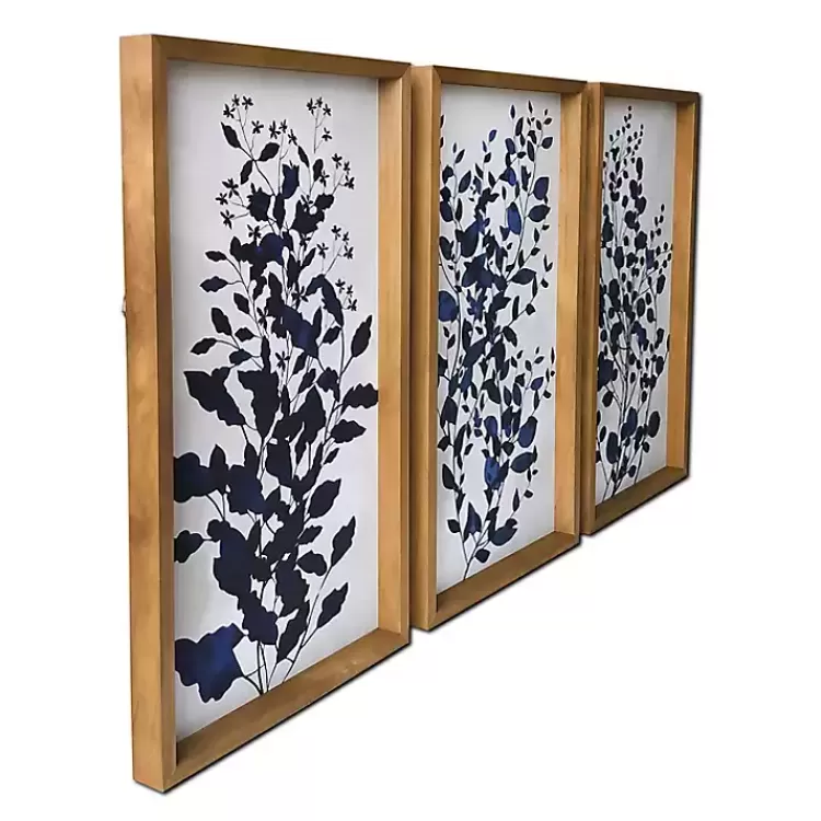Blue Branches Framed Canvas Art Prints, Set of 3>Kirklands Home Clearance