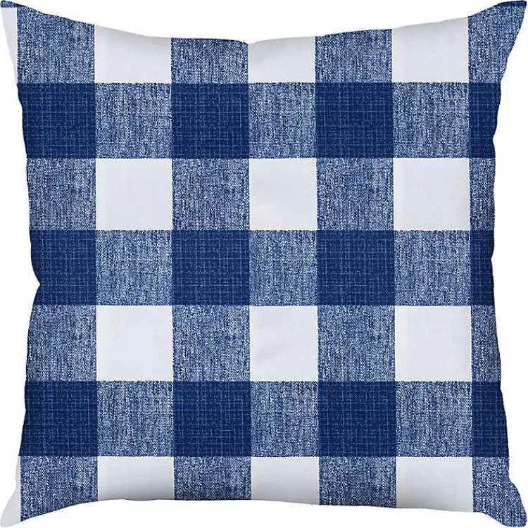 Blue Buffalo Check Outdoor Pillow, 22 in.>Kirklands Home Cheap