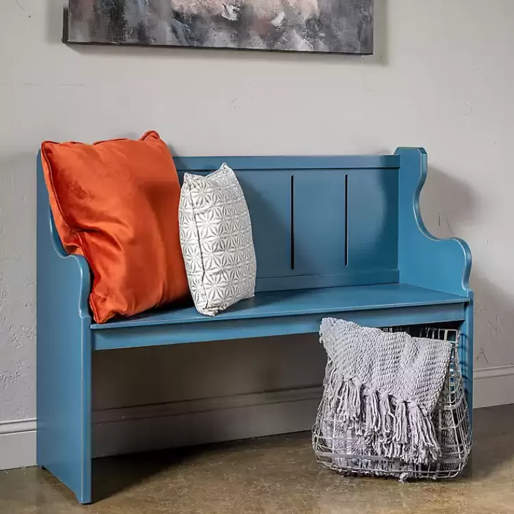 blue_carved_wood_pew_bench_2.webp Carved Wood Pew Bench>Kirklands Home New