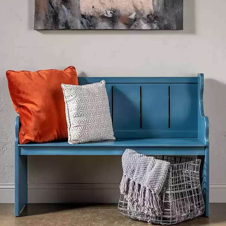 blue_carved_wood_pew_bench_3.webp Carved Wood Pew Bench>Kirklands Home New