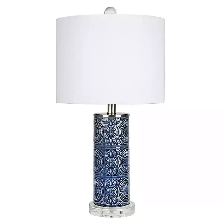 Blue Ceramic Embossed Spiro Table Lamp>Kirklands Home Flash Sale