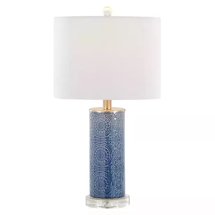 Blue Ceramic Embossed Spiro Table Lamp>Kirklands Home Flash Sale