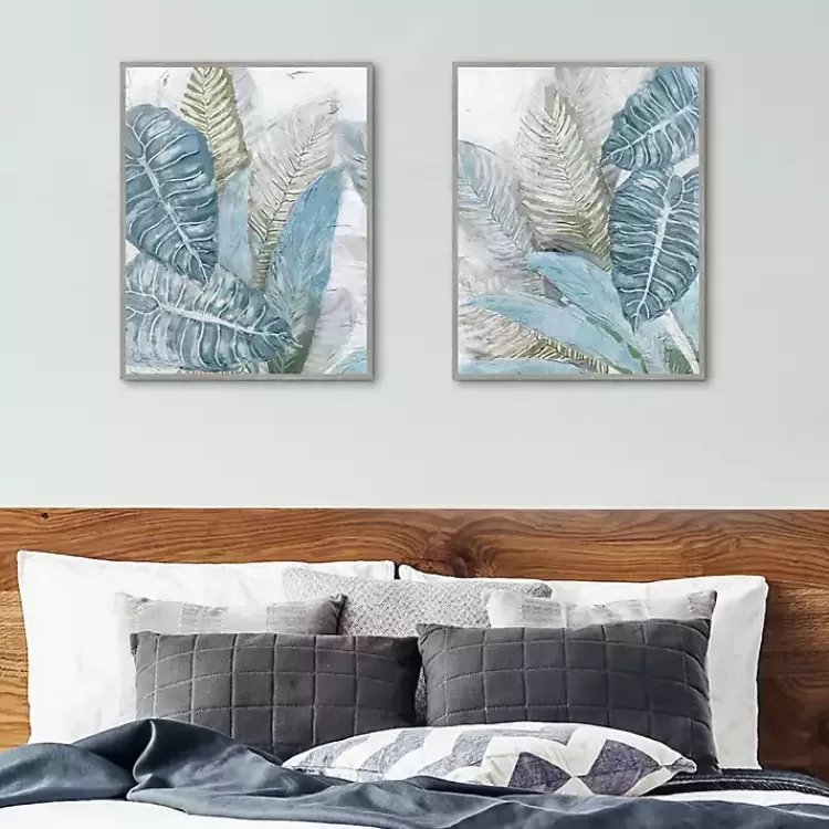 blue_coastal_leaves_i__ii_canvas_prints_set_of__3.webp Blue Coastal Leaves I & II Canvas Prints, Set of 2>Kirklands Home Fashion