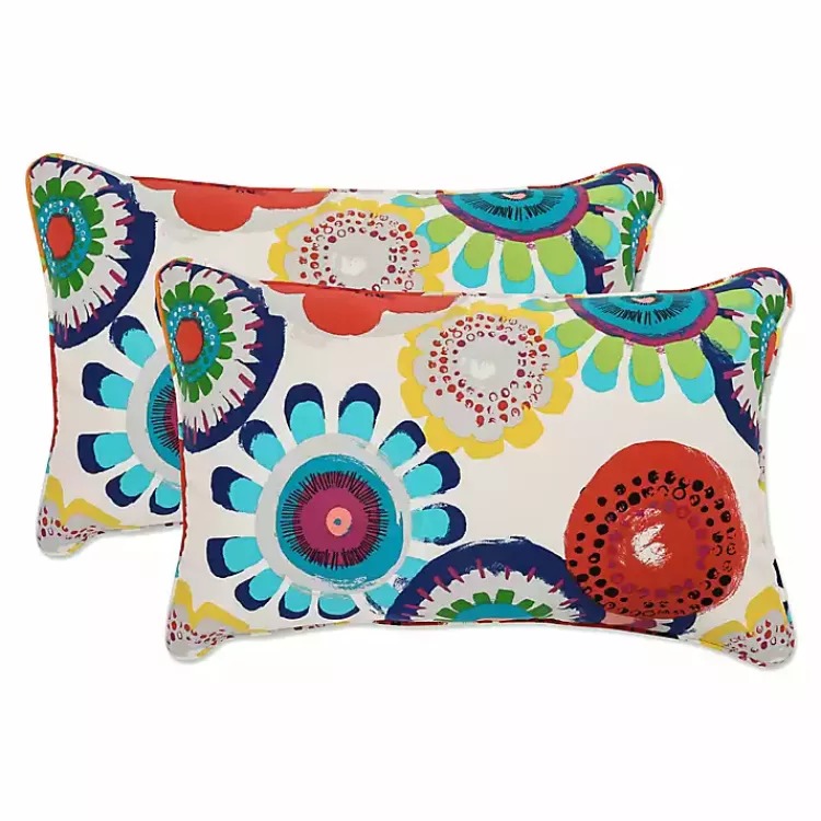 Blue Confetti Outdoor Lumbar Pillows, Set of 2>Kirklands Home Flash Sale
