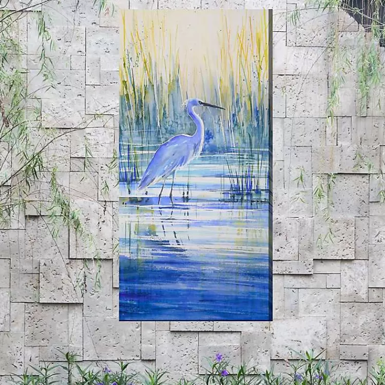 Blue Crane Outdoor Canvas Art Print, 24x48 in.>Kirklands Home New