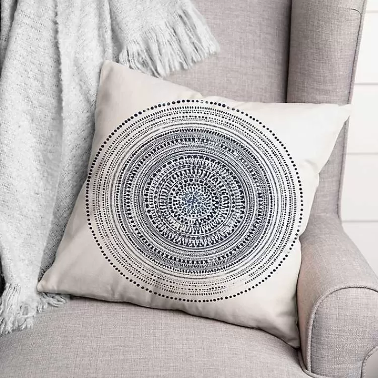 Blue Dash Circle Pattern Outdoor Pillow>Kirklands Home Cheap