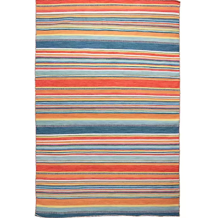 Blue Dhurri Stripe Indoor/Outdoor Area Rug, 7x9>Kirklands Home Fashion