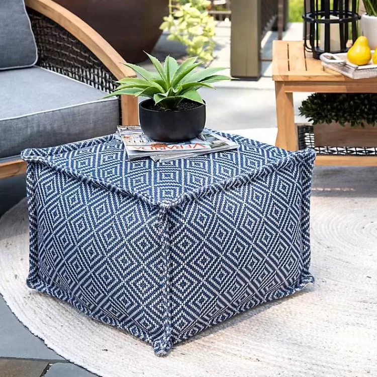 Blue Diamond Outdoor Pouf>Kirklands Home Clearance