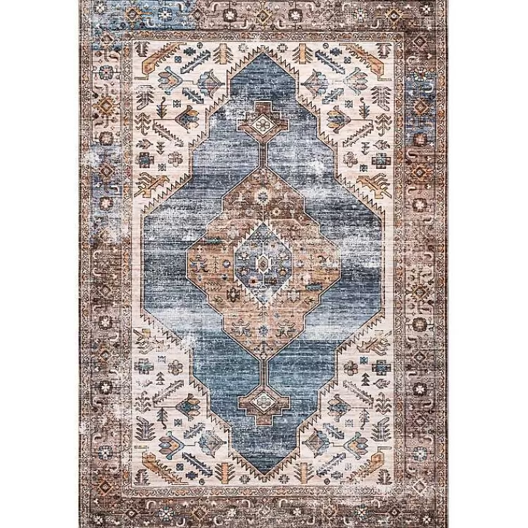 Blue Distressed Medallion Washable Area Rug, 8x10>Kirklands Home Cheap