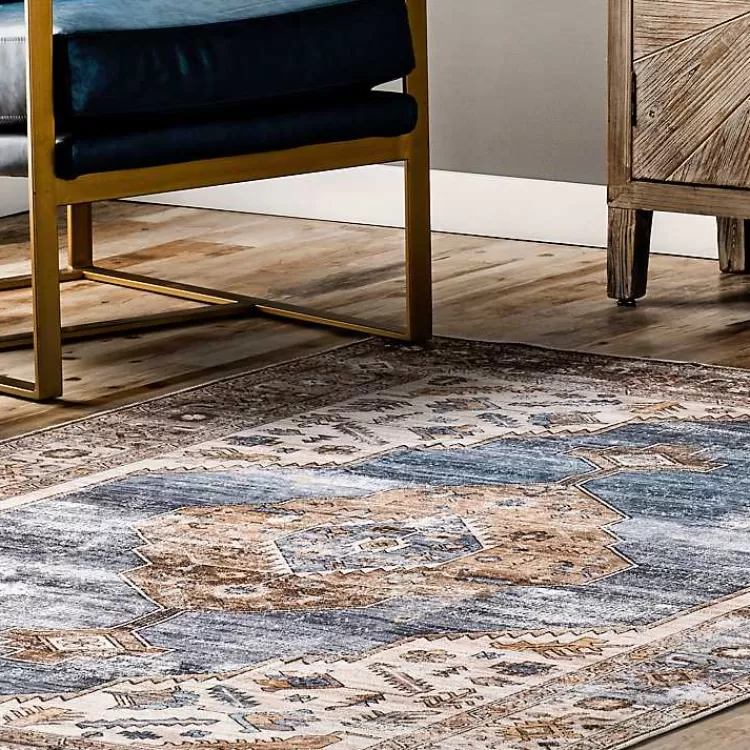 blue_distressed_medallion_washable_area_rug_x_8.webp Blue Distressed Medallion Washable Area Rug, 8x10>Kirklands Home Cheap