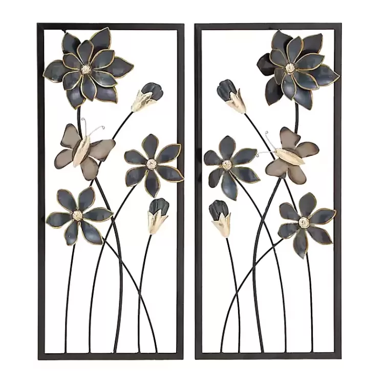 Blue Floral and Butterfly Wall Plaques, Set of 2>Kirklands Home Outlet