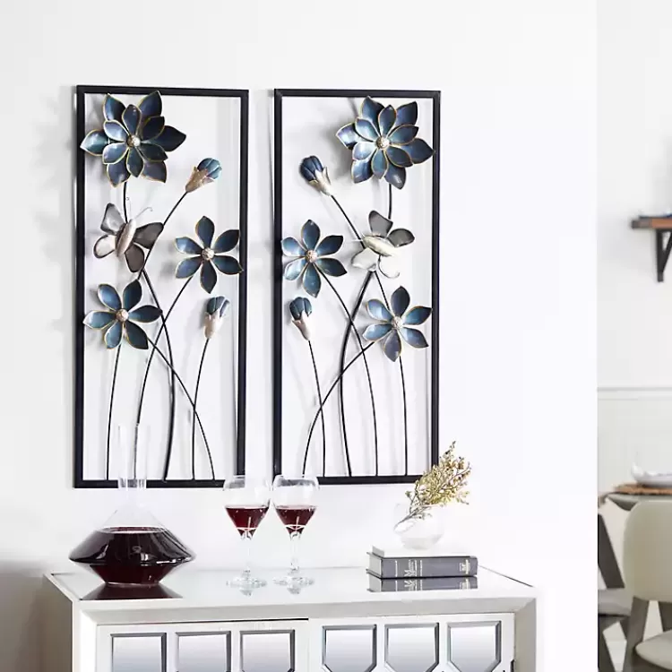 Blue Floral and Butterfly Wall Plaques, Set of 2>Kirklands Home Outlet