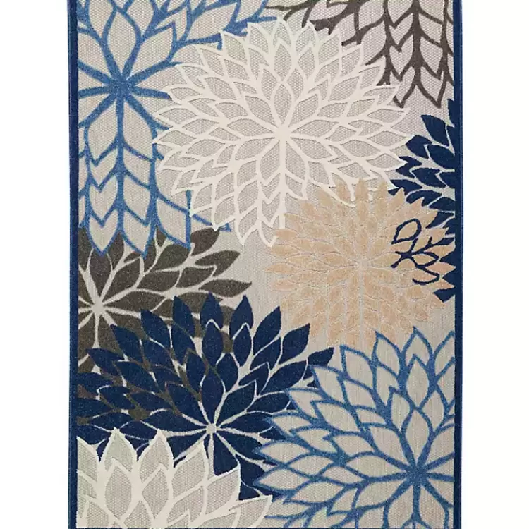 Blue Floral Burst Outdoor Area Rug, 6x9>Kirklands Home Store