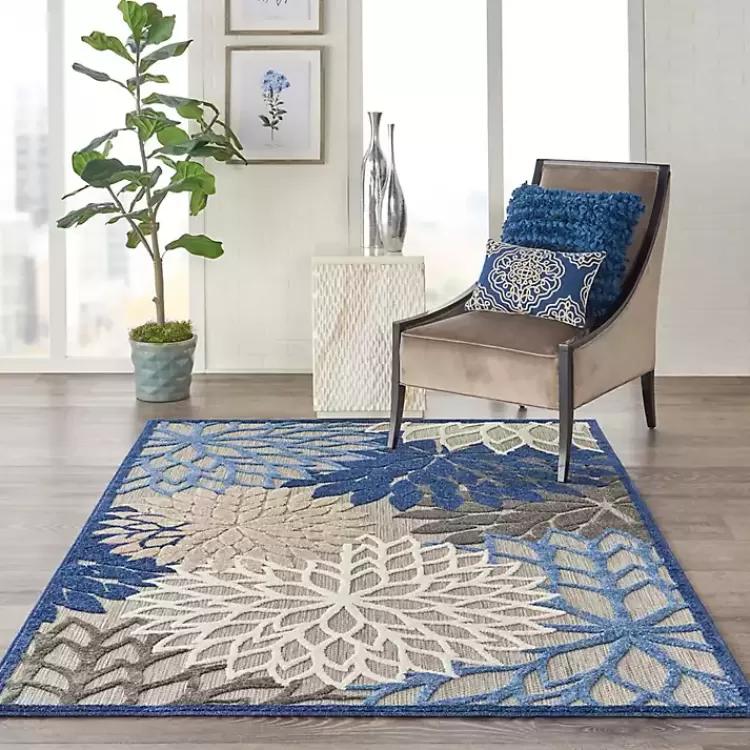 blue_floral_burst_outdoor_area_rug_x_5.webp Blue Floral Burst Outdoor Area Rug, 6x9>Kirklands Home Store