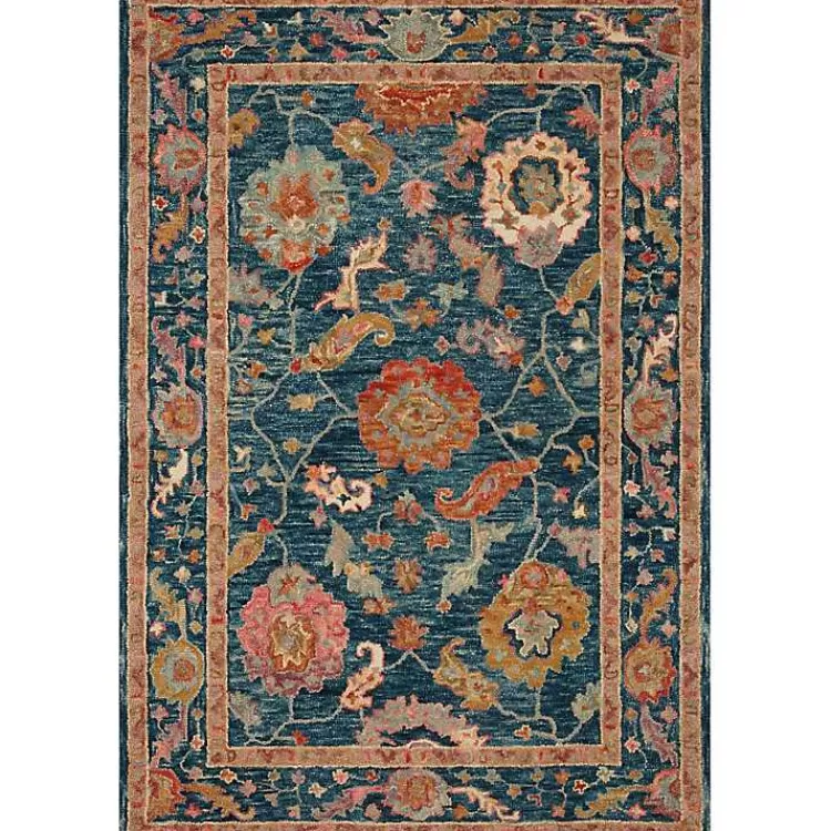 Blue Floral Fernanda Wool Area Rug, 5x7>Kirklands Home Store