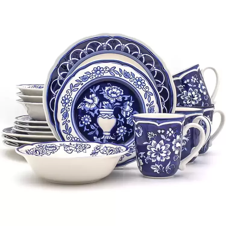 Blue Floral Hand Painted 16-pc. Dinnerware Set>Kirklands Home Store