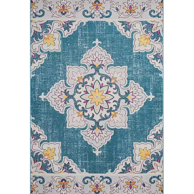Blue Floral Medallion Outdoor Area Rug, 7x9>Kirklands Home Hot