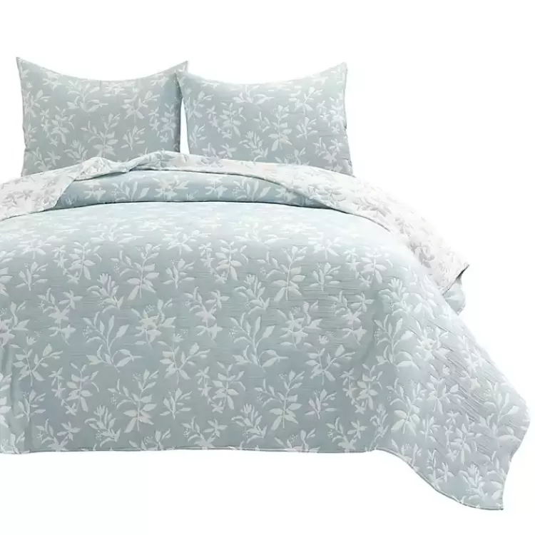 Blue Floral Reversible 3-pc. King Quilt Set>Kirklands Home Sale