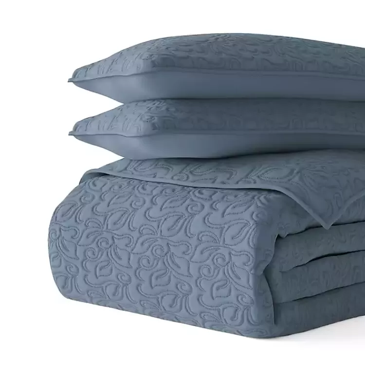blue_floral_stitch_pc_twin_quilt_set_2.webp Floral Stitch 2-pc. Twin Quilt Set>Kirklands Home New