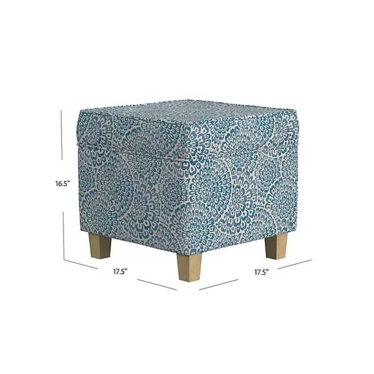 Floral Upholstered Square Storage Ottoman>Kirklands Home Sale