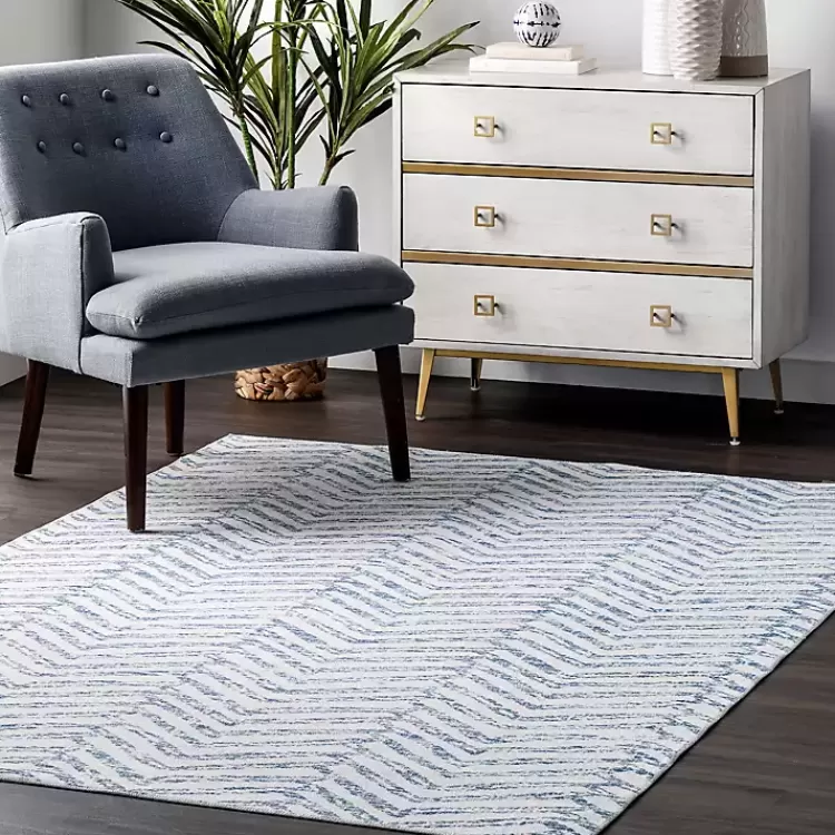 Blue Geometric Pattern Washable Area Rug, 4x6>Kirklands Home Outlet