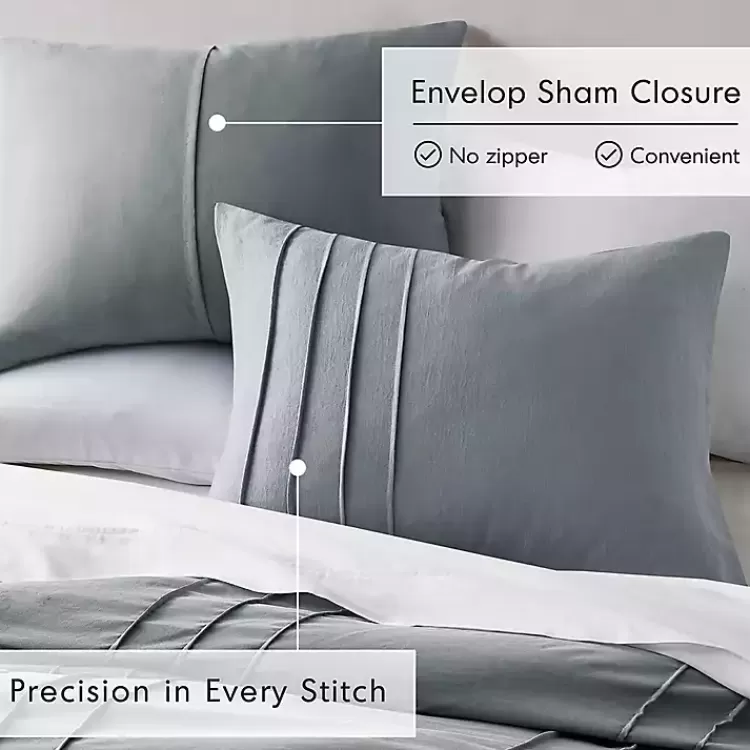 blue_gray_pleated_grid_pc_queen_comforter_set_3.webp Gray Pleated Grid 3-pc. Queen Comforter Set>Kirklands Home Flash Sale
