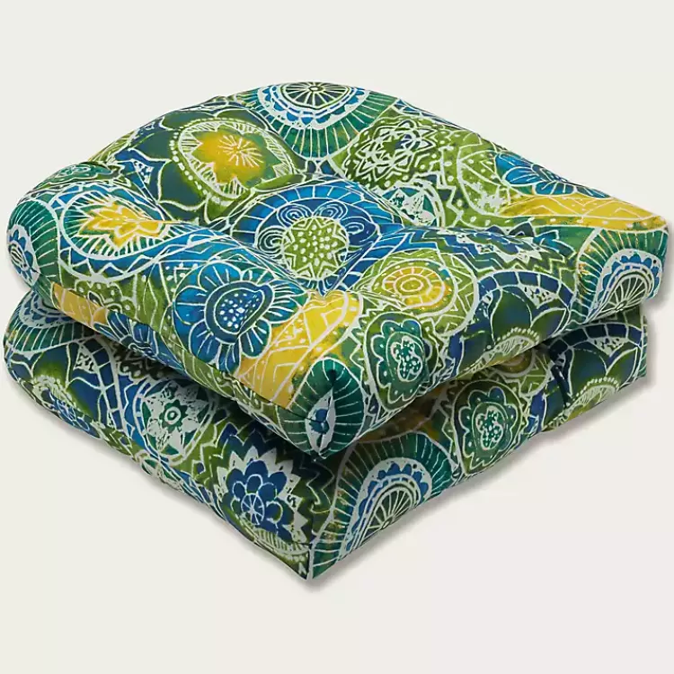 Blue Green Lagoon Wicker Chair Cushions, Set of 2>Kirklands Home Cheap
