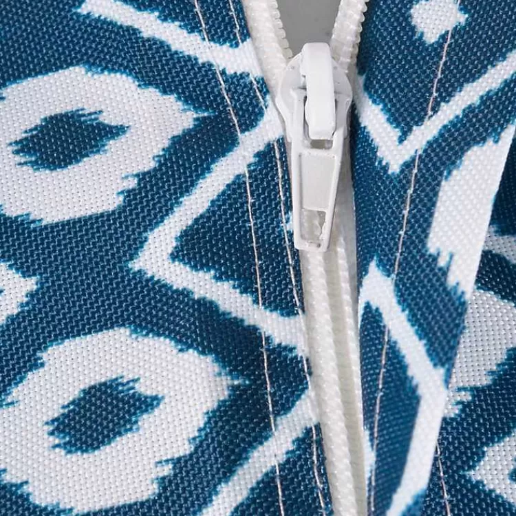 blue_ikat_outdoor_tablecloth_with_zipper_3.webp Blue Ikat Outdoor Tablecloth with Zipper>Kirklands Home Online