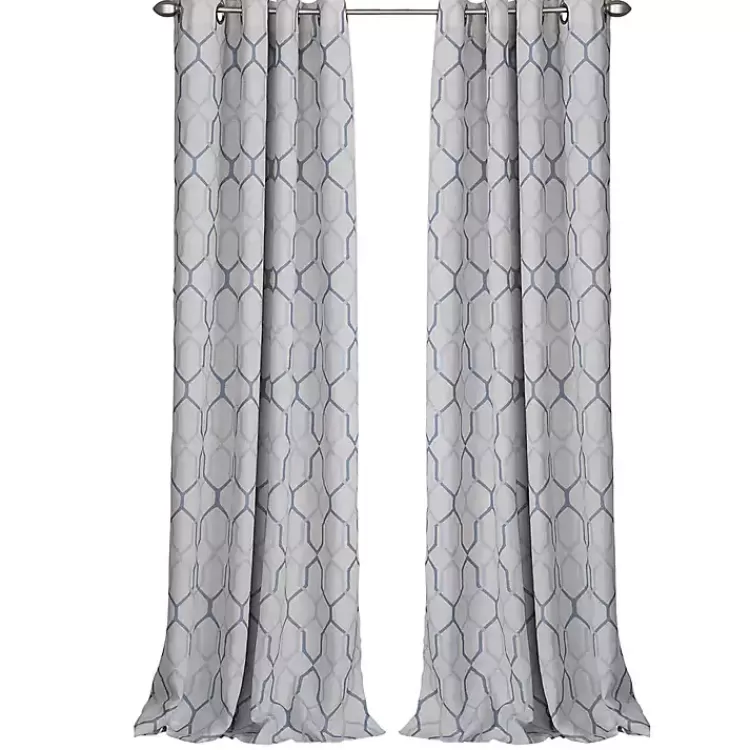 Blue Interlock Single Curtain Panel, 84 in.>Kirklands Home Discount