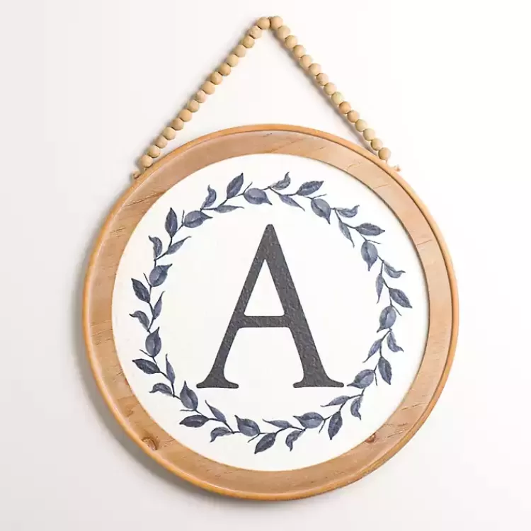 Blue Leaf Wreath Monogram A Wood Wall Plaque>Kirklands Home Flash Sale