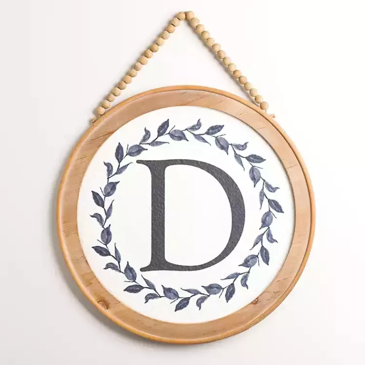 Blue Leaf Wreath Monogram D Wood Wall Plaque>Kirklands Home Fashion