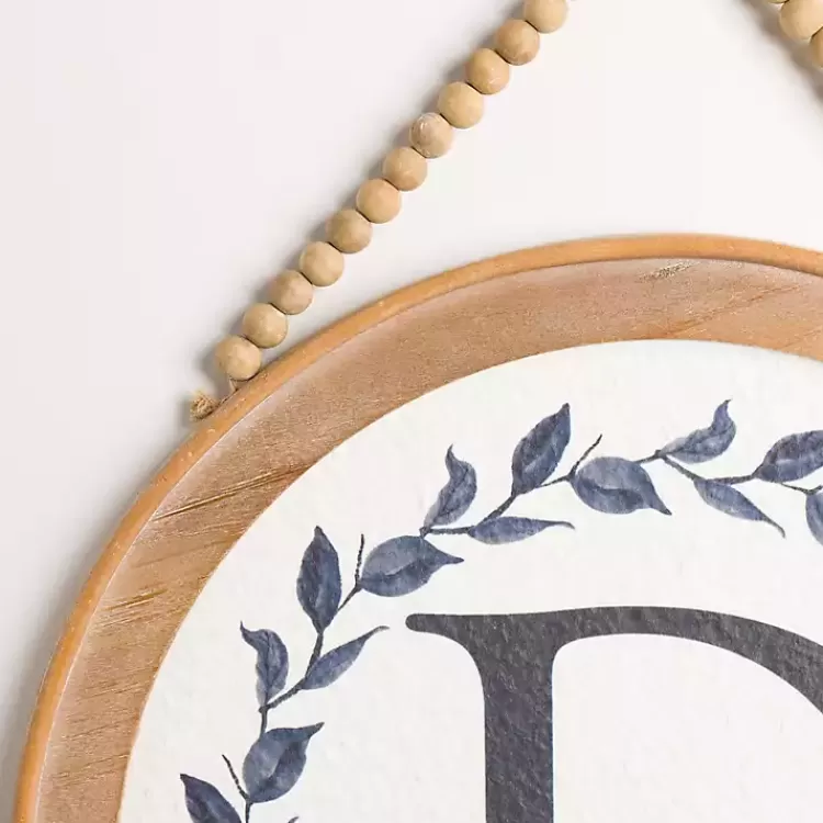 Blue Leaf Wreath Monogram D Wood Wall Plaque>Kirklands Home Fashion