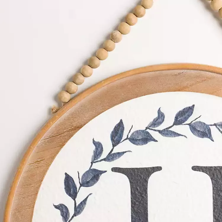 Blue Leaf Wreath Monogram H Wood Wall Plaque>Kirklands Home Best
