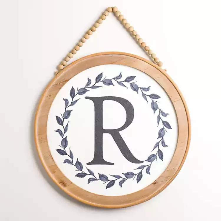 Blue Leaf Wreath Monogram R Wood Wall Plaque>Kirklands Home Online