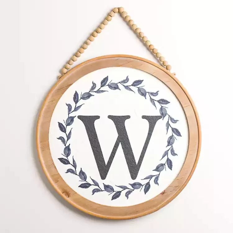Blue Leaf Wreath Monogram W Wood Wall Plaque>Kirklands Home Clearance