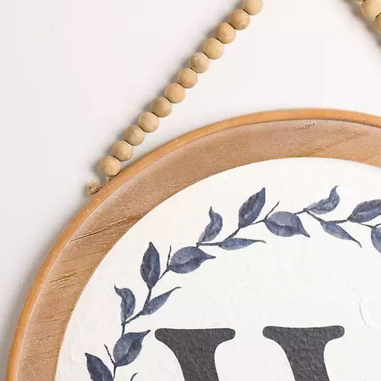 Blue Leaf Wreath Monogram W Wood Wall Plaque>Kirklands Home Clearance