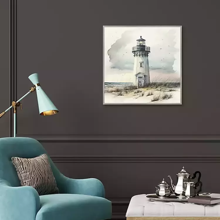 blue_lighthouse_framed_canvas_art_print_2.webp Blue Lighthouse Framed Canvas Art Print>Kirklands Home Clearance