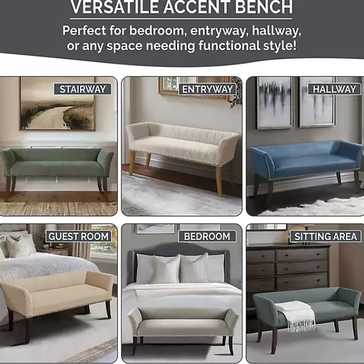 blue_low_back_flared_nailhead_trim_bench_4.webp Low Back Flared Nailhead Trim Bench>Kirklands Home Flash Sale